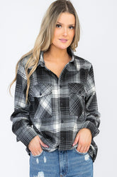 Women’s Oversize Plaid Checker Button-Down Flannel Shirt | Zarnesh