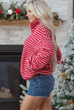 Women’s Oversize Stripe Fleece Half-Zip Pullover Sweatshirt | Zarnesh