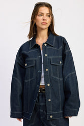 Women’s Oversized Denim Button Detail Jacket | Zarnesh