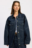Women’s Oversized Denim Button Detail Jacket | Zarnesh