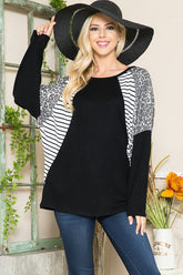 Women's Oversized Pullover Dolman Sleeve Stripes Sweatshirt | Zarnesh