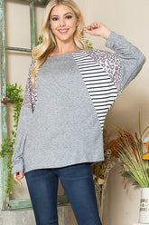 Women's Oversized Pullover Dolman Sleeve Stripes Sweatshirt | Zarnesh