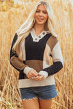 Women’s Paige Cable Knit Sleeve Buttons Collared Sweater | Zarnesh