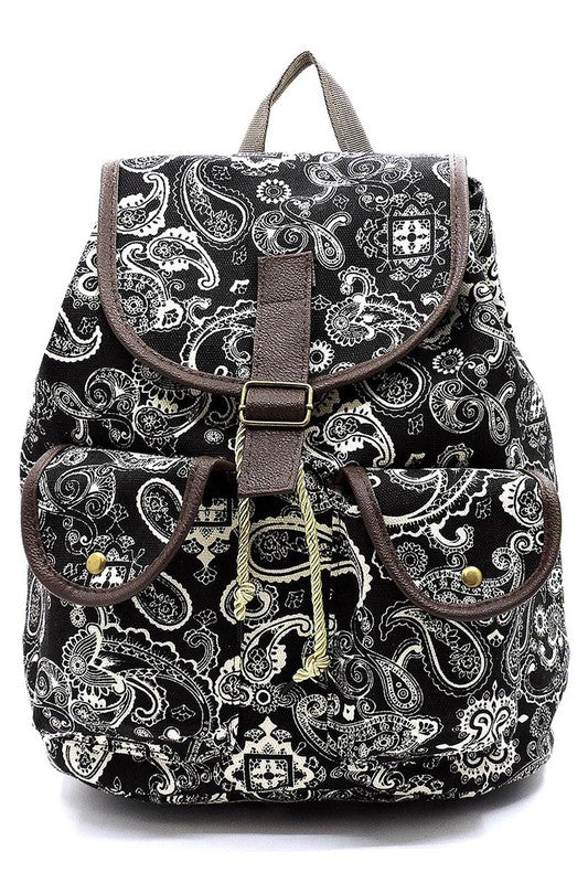 Women's Paisley Printed Canvas Backpack | Zarnesh