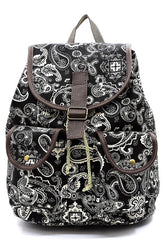 Women's Paisley Printed Canvas Backpack | Zarnesh
