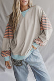 Women’s Patchwork Striped Sleeve Drop Shoulder Sweatshirt | Zarnesh