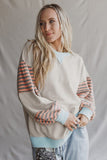 Women’s Patchwork Striped Sleeve Drop Shoulder Sweatshirt | Zarnesh