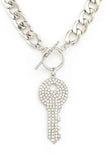 Women’s Pave Crystals Key Pendant Necklace Set | Zarnesh