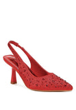 Women's Pearl Embellished Slingback Kitten Heel | Zarnesh