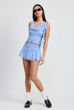 Women’s Plaid Ruffle Mini Ruched Skirt | Zarnesh