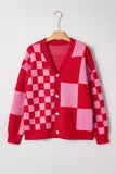 Women’s Plaid Button-Front Checkerboard Knit Cardigan Sweater | Zarnesh