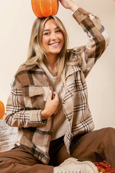 Women’s Plaid Button Down Double Flap Pocket Flannel Shacket | Zarnesh