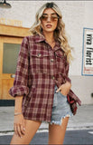 Women's Plaid Button Down Front Pockets Flannel Shirt | Zarnesh