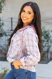 Women’s Plaid Checker Button Up Hooded Shacket | Zarnesh