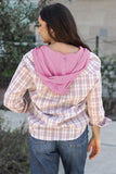 Women’s Plaid Checker Button Up Hooded Shacket | Zarnesh