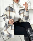 Women’s Plaid Checkered Button Front Wool Coat | Zarnesh
