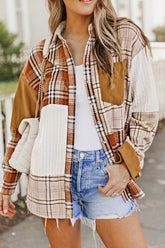 Women's Plaid Colorblock Patchwork Chest Pocket Shacket | Zarnesh