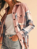 Women's Plaid Corduroy Patch Pocket Loose Shacket Shirt | Zarnesh