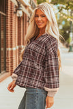 Women’s Plaid Long Sleeve Patchwork Quarter-Button Hooded Shirt | Zarnesh
