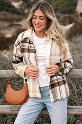 Women’s Plaid Patchwork Button-Up Side Pocket Shacket | Zarnesh