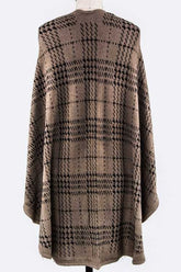 Women's Plaid Pattern Open Front Cardigan Shawl | Zarnesh