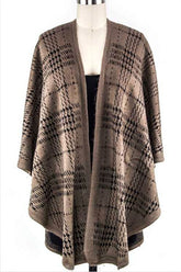 Women's Plaid Pattern Open Front Cardigan Shawl | Zarnesh