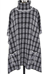 Women's Plaid Pockets Turtleneck Knit Poncho | Zarnesh
