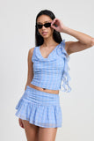 Women’s Plaid Ruffle Mini Ruched Skirt | Zarnesh