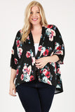 Women's Plus Floral Short Sleeve Open Front Cardigan | Zarnesh
