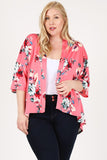 Women's Plus Floral Short Sleeve Open Front Cardigan | Zarnesh