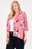 Women's Plus Floral Short Sleeve Open Front Cardigan | Zarnesh