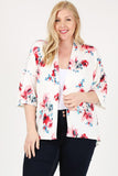 Women's Plus Floral Short Sleeve Open Front Cardigan | Zarnesh