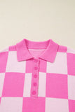 Women’s Plus Size Checkered Knit Half-Button Sweater | Zarnesh