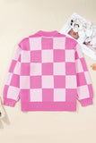 Women’s Plus Size Checkered Knit Half-Button Sweater | Zarnesh
