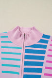 Women’s Plus Size Colorful Pastel Stripe Half Zip Sweater | Zarnesh