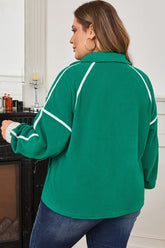 Women’s Plus Size Contrast Trim Fleece Half Zip Sweatshirt | Zarnesh