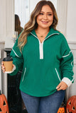Women’s Plus Size Contrast Trim Fleece Half Zip Sweatshirt | Zarnesh