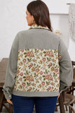 Women’s Plus Size Floral Corduroy Patchwork Shacket Jacket | Zarnesh