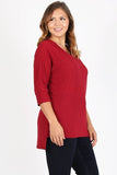 Women's Plus Size Knit V Neck Hi Low Pullover Top | Zarnesh