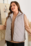 Women’s Plus Size Quilted Striped Snap Button Vest | Zarnesh