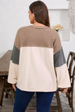 Women’s Plus Size Waffle Colorblock Henley Half-Button Top | Zarnesh
