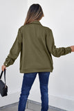 Women's Plus Solid Flap Pocket Shirt Zip Up Collar Jacket | Zarnesh