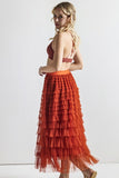 Women’s Plus Tiered Layered Ruffle A-Line Tulle Maxi Skirt | Zarnesh