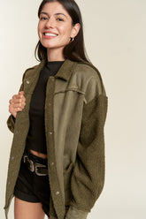 Women’s Plus Suede Button Down Sherpa Lined Jacket | Zarnesh