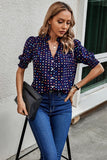 Women’s Stylish Polka Dot Print Puff Sleeve Loose Shirt | Zarnesh