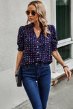 Women’s Stylish Polka Dot Print Puff Sleeve Loose Shirt | Zarnesh