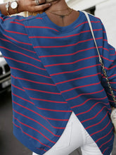 Women’s Pullover Striped Overlap Drop Shoulder Sweatshirt | Zarnesh