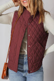 Women’s Quilted Snap Button Zip-Up Pocketed Vest | Zarnesh