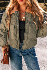 Women’s Quilted Teddy Collar Puffer Pockets Jacket | Zarnesh