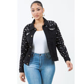 Women’s Radiant Pearls Rhinestone Deco Jean Jacket | Zarnesh